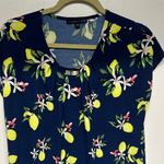 Adrienne Vittadini  Navy Lemon Floral Blouse Photo 3