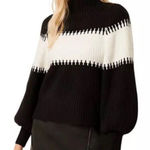 French Connection Sophia Color Block Ballon Sleeve Knit Pullover Sweater Photo 0