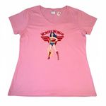 Port Authority Wonder Woman Graphic Tee – Pink V-Neck T-Shirt Size XL New Photo 0