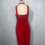 Bebe  Red Halter Stretch Knjt Knee Length Party Holiday Date Night Dress Size 10 Photo 8