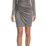 Vince Camuto Silver Metallic Ruched Fitted Cocktail Dress Formal Size 2 New Photo 0