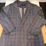 Liz Claiborne Liverpool Los Angeles Navy Khaki Plaid Boyfriend Blazer Open Front Women’s 2X Photo 3