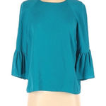 TRACY REESE Bell Sleeve Blouse Silky‎ Tie Back Keyhole Teal Green Blue Small Green Photo 0