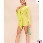 Pretty Little Thing Olive Chiffon Drape Detail‎ Long Sleeve Bodycon Dress size 4 Photo 1