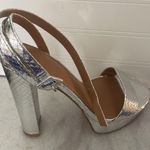 ASOS DESIGN Nutshell platform barely there heels in silver snake Sz 9 Photo 10