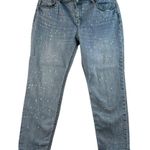 Old Navy Sz 16 Boyfriend Straight Jeans Mid Rise Bleach Spots Light Wash Stretch Photo 1