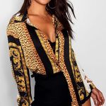 Boohoo Scarf Print Oversized Shirt  Photo 0