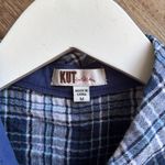 Kut From The Kloth Navy and White Plaid textured light weight dress shirt medium Photo 2