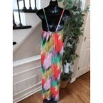 Pretty Little Thing  US 12 Multicolor Pleated Cowl Neck Maxi Dress Spaghetti Strap Photo 6