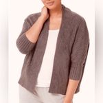 Barefoot Dreams  Brown Ribbed Cozychic Lite Dolman sleeve Shrug Cardigan Photo 4
