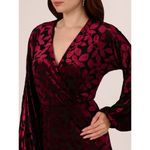Adrianna Papell Women's Dress Burnout Velvet Holiday Whimsigoth Christmas Red Burgundy Leaf 16 Photo 1