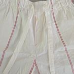ZARA White and Red Striped Cotton Linen Shorts with Drawstring Photo 2