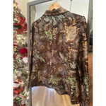 Victor Costa Beaded Blazer Size 12 Brown Green Floral Metallic Statement Jacket Photo 4