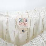 Surf Gypsy  Metallic Stripe Off the Shoulder Tie Back Top M White Photo 4