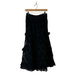 Shyanne Diamond Embroidered Mesh Tiered Ruffle Midi Skirt Womens XS Black Lace Photo 5