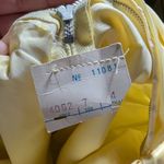 Vtg 1960s Butter Yellow Flocked Swiss Dot Bow Back Prom Sheath Dress Sz 6 7 Photo 4