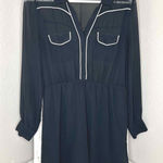 Cotton On  Black Sheer Long Sleeve Mini‎ Dress White Trim Collared Small Photo 0