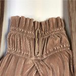 ZARA  Beige Pleated Lantern Sleeve Ribbed Plunge V-Neck Long Sleeve Blouse S Photo 4