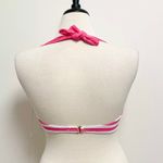 Anne cole Pink Off White Stripe Halter Bikini Top Medium NWT Padded No Underwire Photo 3