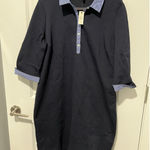 Talbots  Gingham Collar Preppy Polo Dress Size XL Petite Navy Gingham NWT $119‎ Photo 0