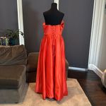 Women’s Strapless Orange Satin Full Length Prom Party Formal Dress Size L *READ Size L Photo 3
