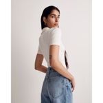 Madewell | Cream Ribbed Short-Sleeve Polo Thong Bodysuit | Medium Photo 1
