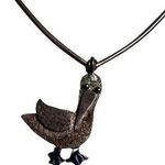 Vtg Artisan Native American Sterling Silver Stork Bird Pendent Necklace Signed Photo 0