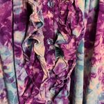 Karen Kane  100% Silk Watercolor Tie Dye Print Blouse Crystal Flower Button Front Photo 4