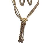 Bronze Gold and Silver Avon Layered Bracelet Necklace Earrings Set Clip Ons Vint Photo 13