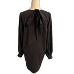 Ganni  | Long Sleeve Heavy Crepe Mini Dress with Bow Tie Detail Size 36 (US 4) Photo 7