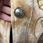 Indigo Moon Vintage Moon Tan Tie Dye Floral Applique Sequin Boho LIned Jacket sm White Photo 3