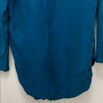 Tribal Teal Cotton Blend Long Sleeve High Low Hem Blouse Photo 12