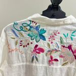 Johnny Was NWOT  100% Ramie Embroidered Floral Button-Down Tunic Shirt Blouse S Photo 8