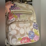 Coach Authentic 1941 "POPPY" Large zip signature Backpack with Colorful Floral Photo 3