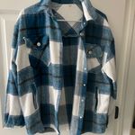 Blue & White Plaid Shacket Size M Photo 0