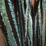 Johnny Wujek prom collection dress maxi Large black turquoise green sequin slit Photo 5