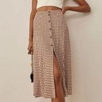 Reformation 💕💕 Hermosa Skirt ~ Chestnut Check 12 NWOT Photo 0