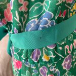 Vintage 70s Kappi Green Floral A Line Dress Tie Waist Easter Photo 3