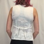 Carole Little Women's Linen Sleeveless Shirt Blouse Top M Med Medium White Sheer Photo 1