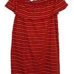 Loft Beach Ruffled Off Shoulder Dress Cover Up Mini Striped Tie Waist Small NWT Photo 1