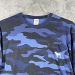 PINK - Victoria's Secret  Long Sleeve Camo Pocket Tee Dog Logo Blue Grunge Medium‎ Photo 3