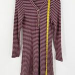 American Eagle  Outfitters Burgundy Striped Henley Long Sleeve Dress Size Medium Photo 7