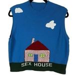 RARE Penelope Gazin Fashion Brand Company Sex House Sweater Vest Size 2XL Blue Photo 0