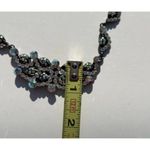 Vintage Heart Floral Necklace Pink & Green Crystals Flower Necklace Sz 16” Silver Photo 8