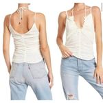 Free People  Lace Ruched Love Her Tank Top Cami Ivory White Gardenia Photo 3