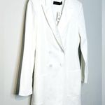 ZARA Ivory White Double Breasted Satin Trimmed Tuxedo Blazer Jacket Size S NWT Photo 3