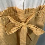 &merci &Merci‎ Gingham Paperbag Waist Tie Romper Size M Yellow White Button Front Photo 5
