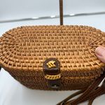 Vintage Handmade Wicker Basket and Leather Crossbody Bag Brown Photo 4