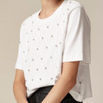J.Crew NWT Relaxed Lattice Embellished Crop Tee White Small Photo 0