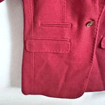 Massimo Dutti  | Dark Red Blazer Cotton Wool Stitch Detail | Size 2 Photo 4